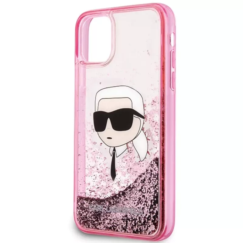 Karl Lagerfeld KLHCN61LNKHCP Hardcase per iPhone 11/XR, rosa, Glitter Karl Head