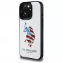 U.S. POLO ASSN. custodia in pelle per iPhone 15 Pro Max 6,7 inch bianco American Flag