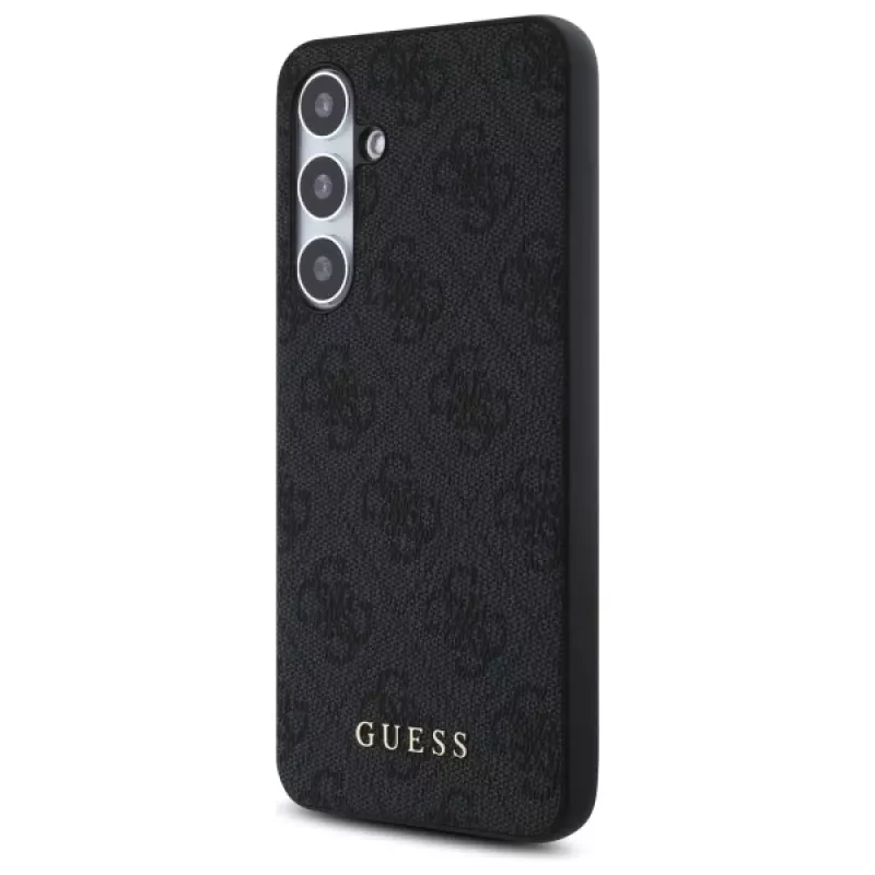 Guess 4G Metal Gold Logo cover posteriore per Samsung Galaxy S24 FE - grigio