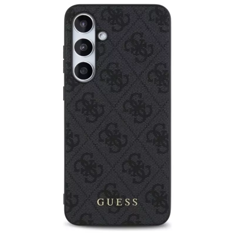Guess 4G Metal Gold Logo cover posteriore per Samsung Galaxy S24 FE - grigio