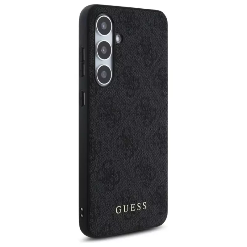 Guess 4G Metal Gold Logo cover posteriore per Samsung Galaxy S24 FE - grigio