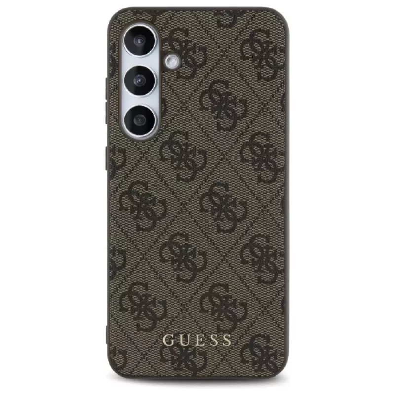 Guess 4G Metal Gold Logo cover posteriore per Samsung Galaxy S24 FE, marrone