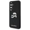Karl Lagerfeld KLHCS24FEPGKLKCPK Samsung Galaxy S24 FE Hard Case nero Monogram Karl & Choupette Head Pin