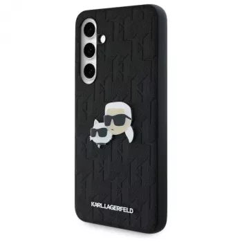 Karl Lagerfeld KLHCS24FEPGKLKCPK Samsung Galaxy S24 FE Hard Case nero Monogram Karl & Choupette Head Pin