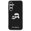 Karl Lagerfeld KLHCS24FEPGKLKCPK Samsung Galaxy S24 FE Hard Case nero Monogram Karl & Choupette Head Pin