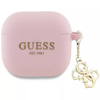 Guess GUA4LECG4P Custodia rosa in silicone con charm 4G per AirPods 4