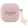 Guess GUA4LECG4P Custodia rosa in silicone con charm 4G per AirPods 4
