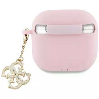 Guess GUA4LECG4P Custodia rosa in silicone con charm 4G per AirPods 4