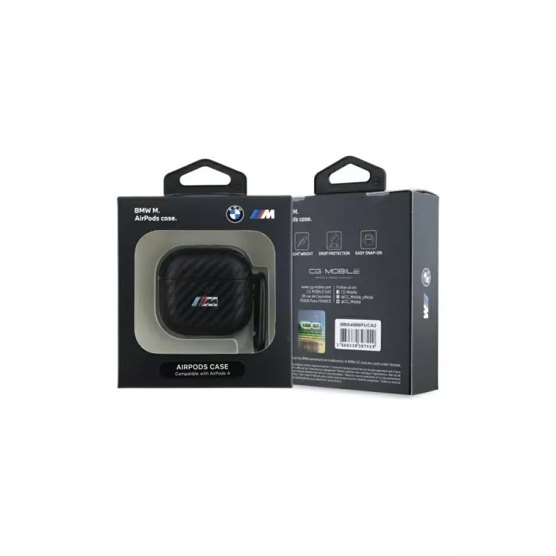 BMW BMA4CMPUCA Custodia nera in PU Carbon M Collection per AirPods 4