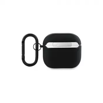 BMW BMA4SSLBK Custodia nera in vera pelle con logo argento per AirPods 4