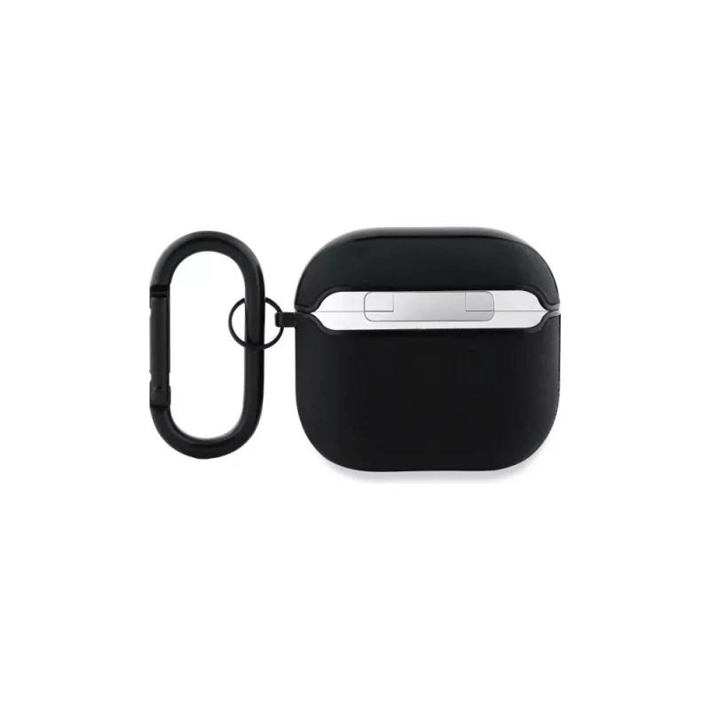 BMW BMA4SSLBK Custodia nera in vera pelle con logo argento per AirPods 4