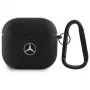 Mercedes-Benz MEA4CSLBK Custodia per AirPods 4 in pelle nera con logo in metallo