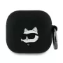 Karl Lagerfeld KLA4RUNCHK Custodia nera in silicone con testa Choupette 3D per AirPods 4