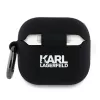 Karl Lagerfeld KLA4RUNCHK Custodia nera in silicone con testa Choupette 3D per AirPods 4