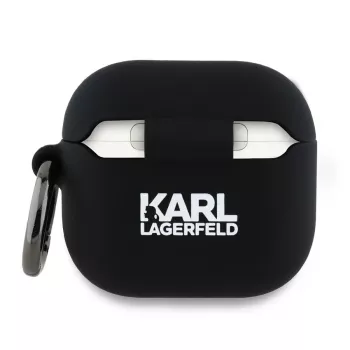 Karl Lagerfeld KLA4RUNCHK Custodia nera in silicone con testa Choupette 3D per AirPods 4
