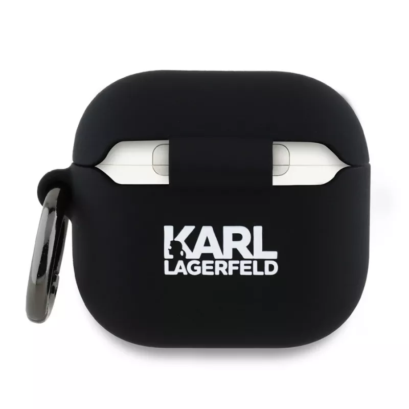 Karl Lagerfeld KLA4RUNCHK Custodia nera in silicone con testa Choupette 3D per AirPods 4
