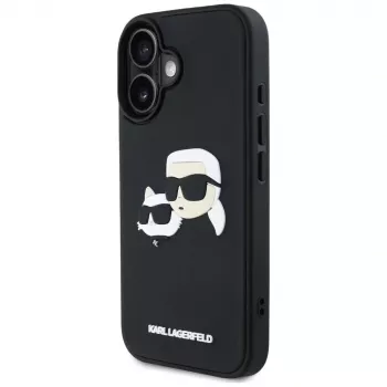 KARL LAGERFELD HC Custodia in gomma 3D DoubleHeads per iPhone 16, nera