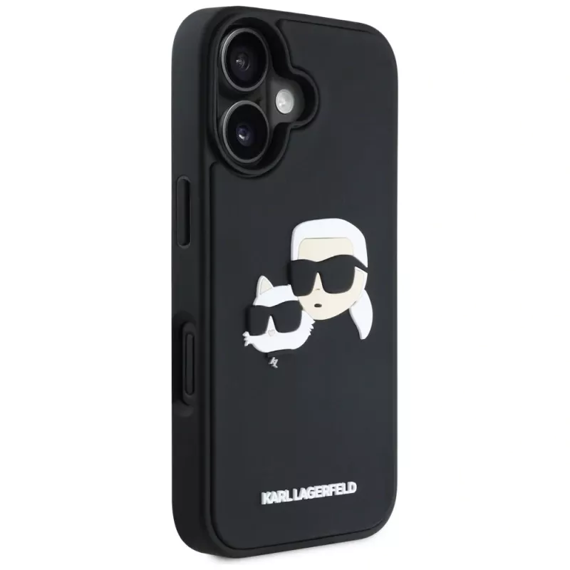 KARL LAGERFELD HC Custodia in gomma 3D DoubleHeads per iPhone 16, nera