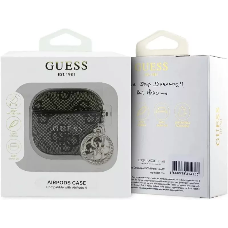 Guess 4G Strass Charm Custodia protettiva per Apple AirPods 4, marrone