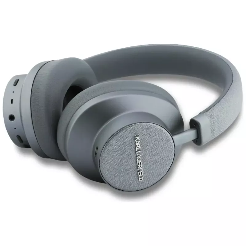 Karl Lagerfeld Saffiano Elongated Cuffie Bluetooth ANC over-ear grigie