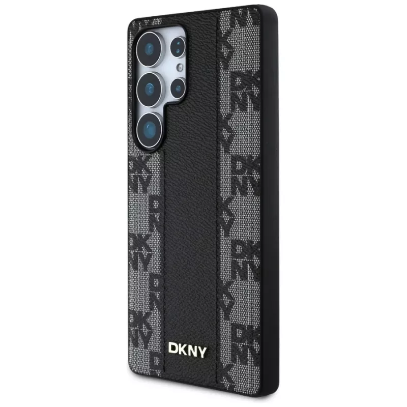 DKNY Custodia in pelle Checkered Pattern MagSafe per Samsung Galaxy S25 Ultra nera