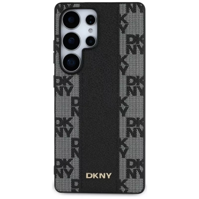 DKNY Custodia in pelle Checkered Pattern MagSafe per Samsung Galaxy S25 Ultra nera