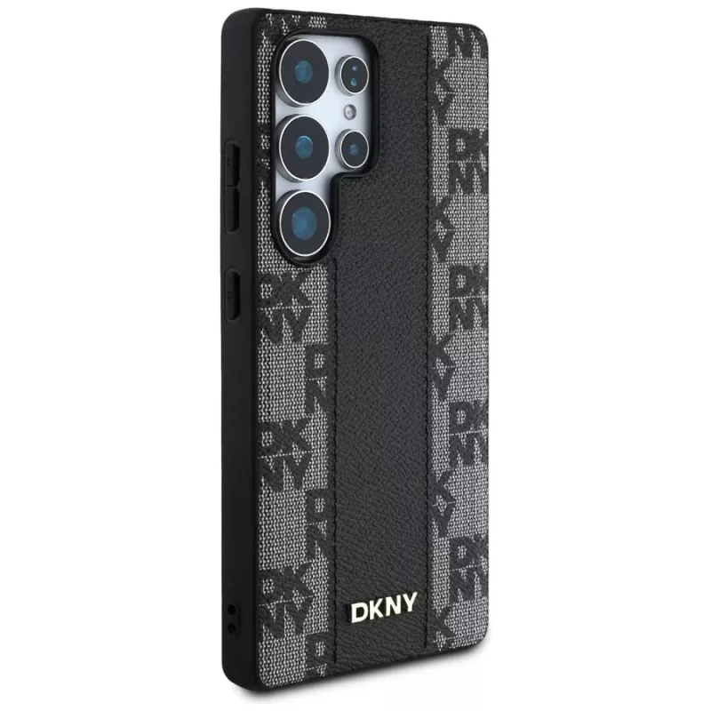 DKNY Custodia in pelle Checkered Pattern MagSafe per Samsung Galaxy S25 Ultra nera