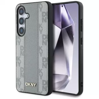 DKNY Custodia in pelle Checkered Pattern MagSafe per Samsung Galaxy S25 - taupe