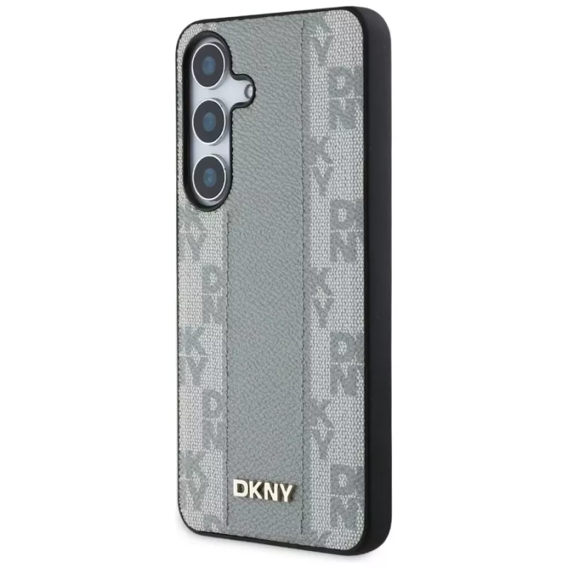 DKNY Custodia in pelle Checkered Pattern MagSafe per Samsung Galaxy S25 - taupe