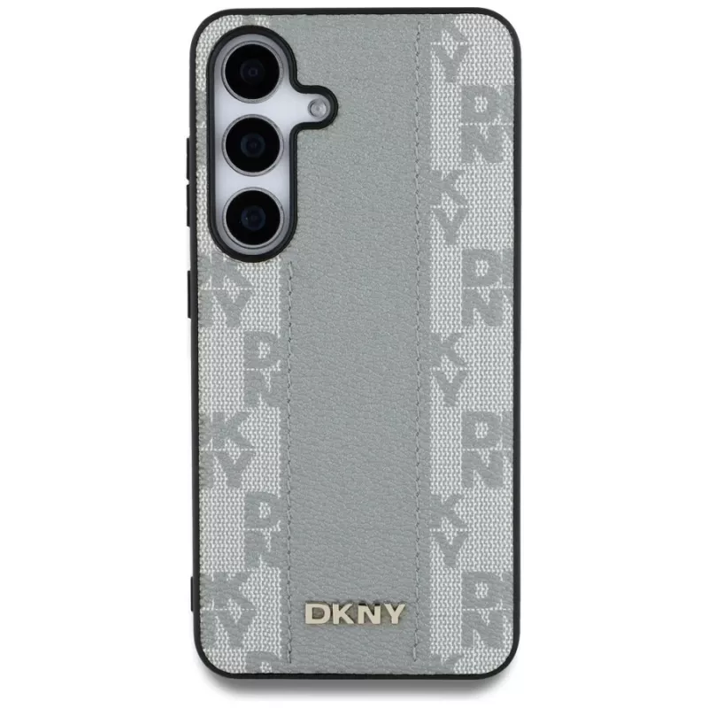DKNY Custodia in pelle Checkered Pattern MagSafe per Samsung Galaxy S25 - taupe