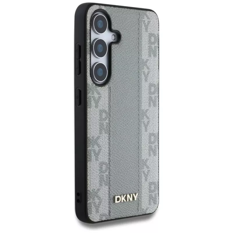 DKNY Custodia in pelle Checkered Pattern MagSafe per Samsung Galaxy S25 - taupe