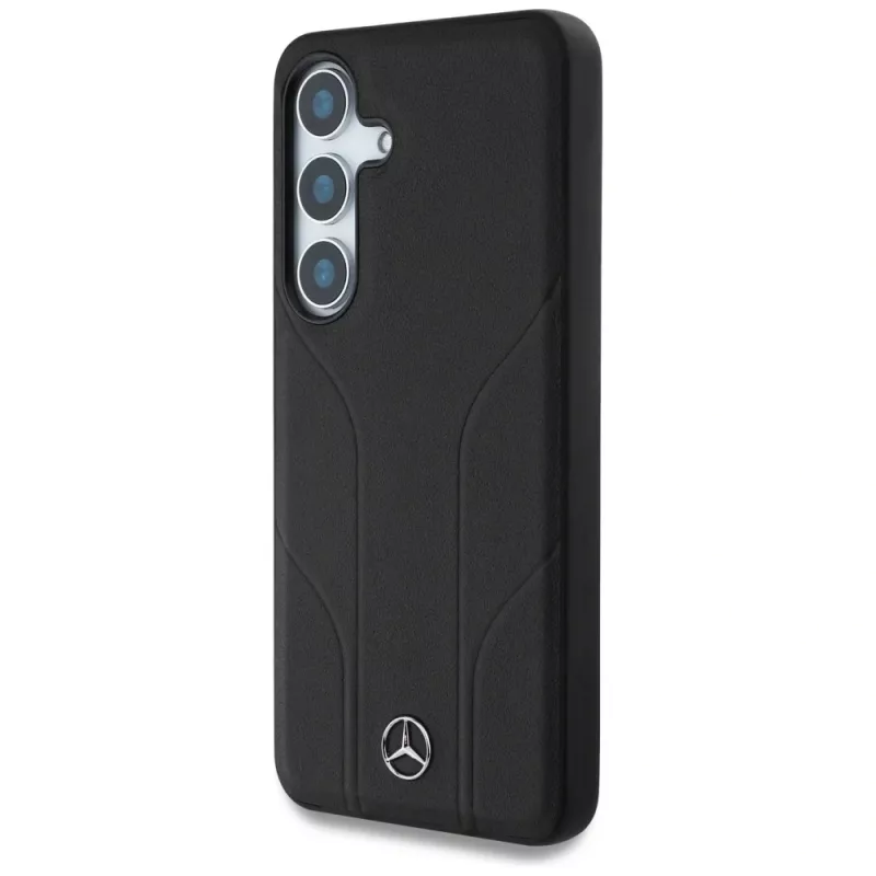 MERCEDES-BENZ Custodia Mercedes Leather Debossed Lines MagSafe per Samsung Galaxy S25+ nera