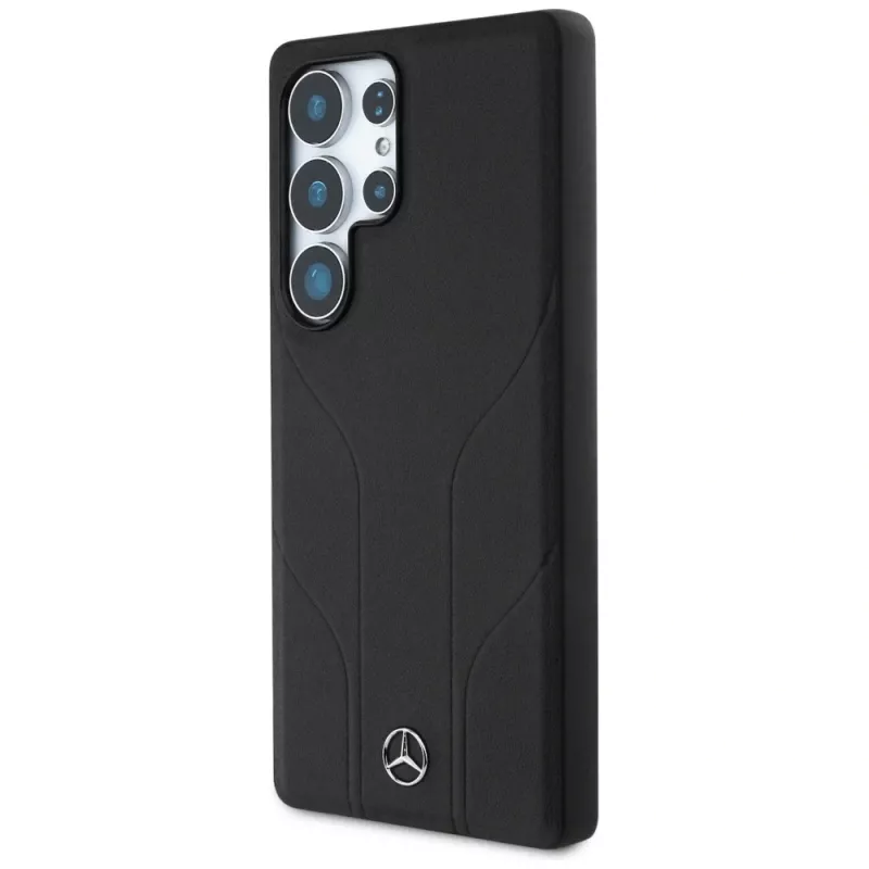 MERCEDES-BENZ Custodia Mercedes Leather Debossed Lines MagSafe per Samsung Galaxy S25 Ultra nera