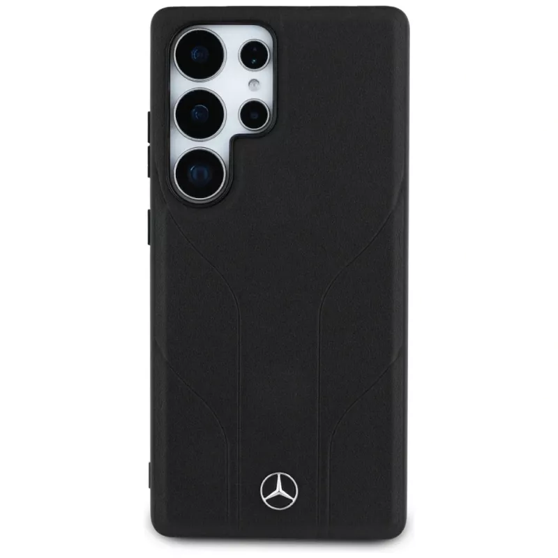 MERCEDES-BENZ Custodia Mercedes Leather Debossed Lines MagSafe per Samsung Galaxy S25 Ultra nera