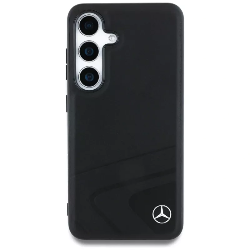MERCEDES-BENZ Custodia Mercedes Leather Horizontal Debossed Curves MagSafe per Samsung Galaxy S25 nera