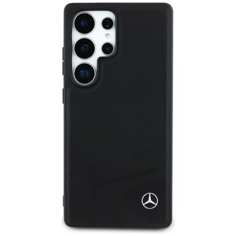 MERCEDES-BENZ Custodia Mercedes Leather Horizontal Debossed Curves MagSafe per Samsung Galaxy S25 Ultra nera