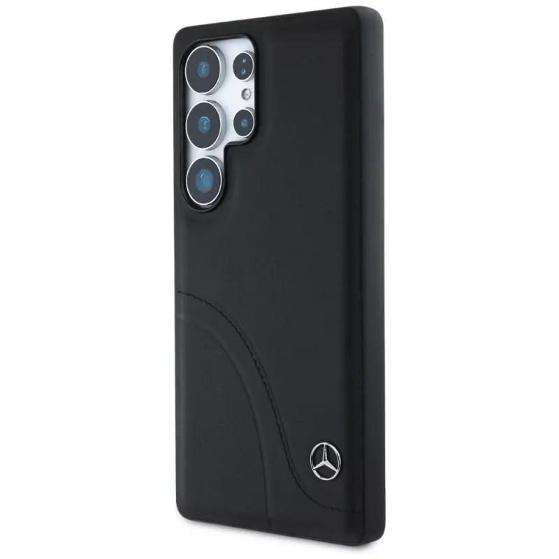 MERCEDES-BENZ Custodia Mercedes Leather Curved Stitches per Samsung Galaxy S25 Ultra nera