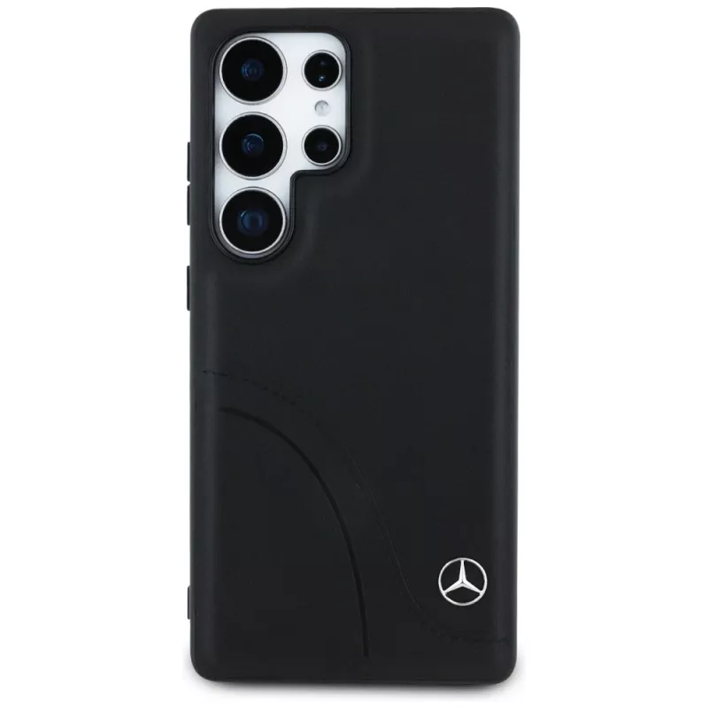 MERCEDES-BENZ Custodia Mercedes Leather Curved Stitches per Samsung Galaxy S25 Ultra nera