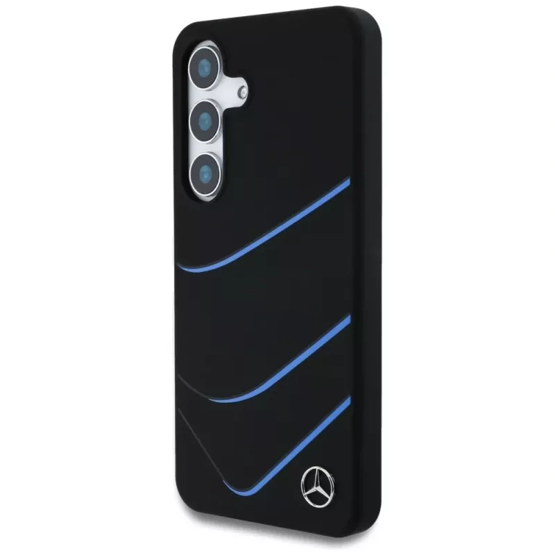 MERCEDES-BENZ Silicone Contrasted Curves Custodia MagSafe per Samsung Galaxy S25, nera