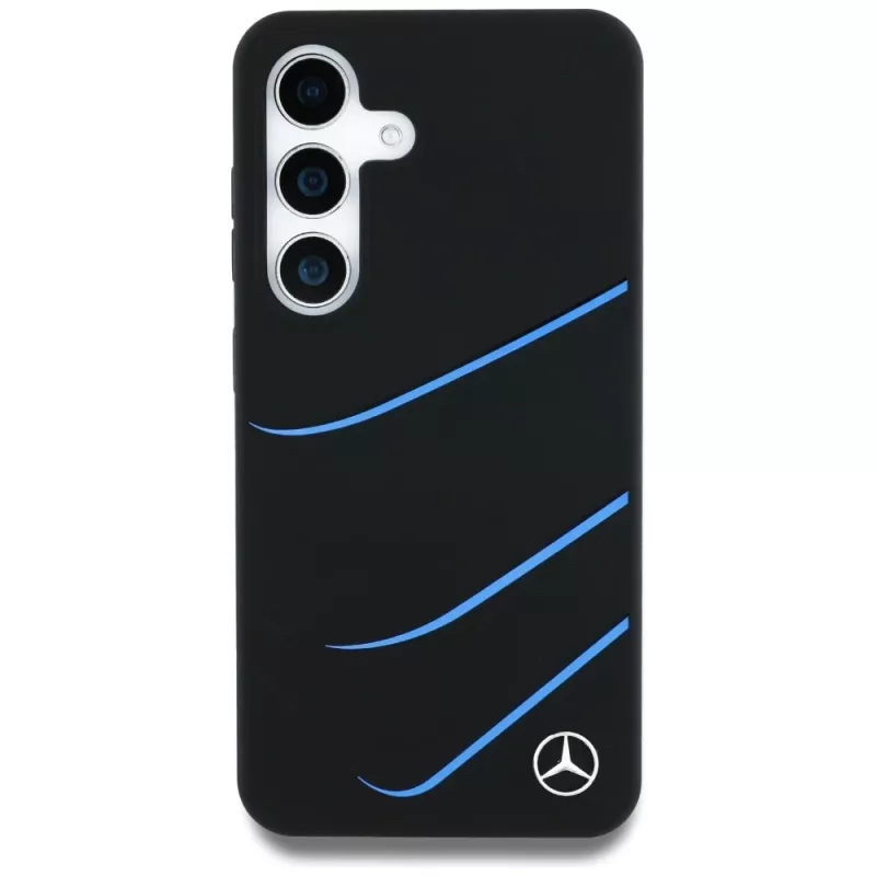 MERCEDES-BENZ Silicone Contrasted Curves Custodia MagSafe per Samsung Galaxy S25, nera