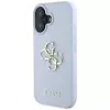 Guess Grained Big 4G Logo Small Classic Logo Cover posteriore per Apple iPhone 16 - blu