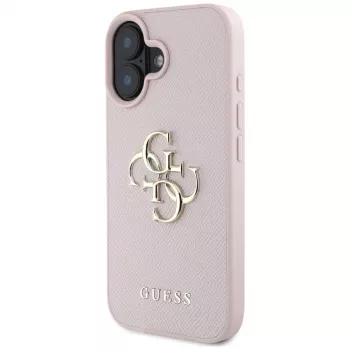 Guess Grained Big 4G Logo Small Classic Logo Cover posteriore per Apple iPhone 16 - rosa