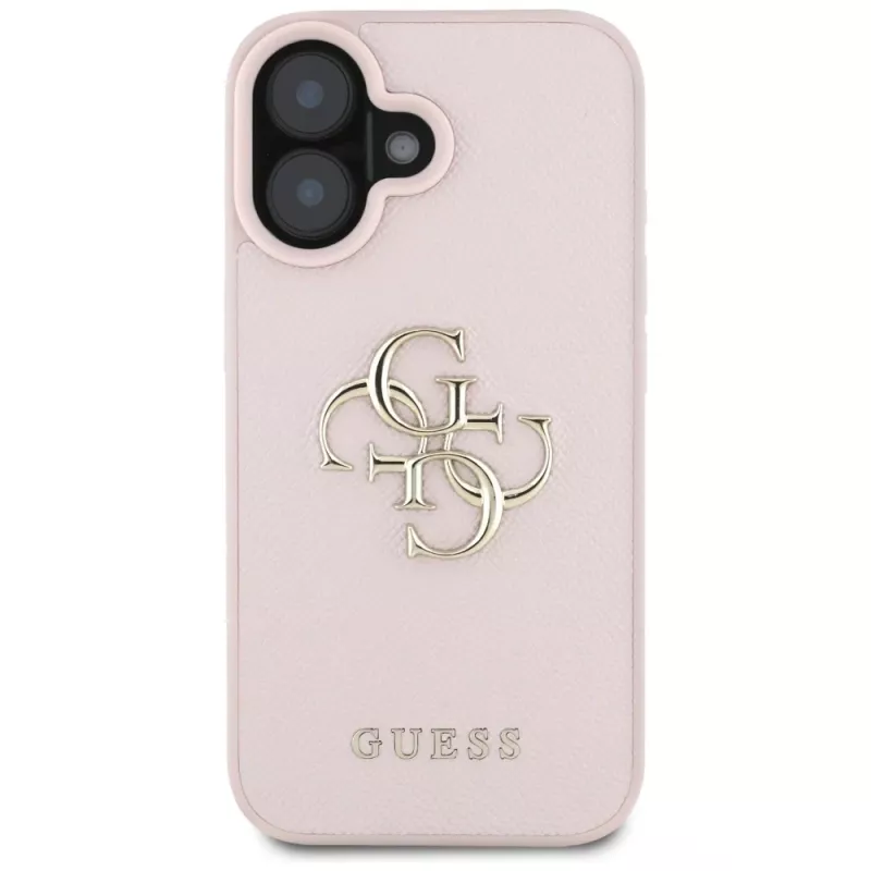 Guess Grained Big 4G Logo Small Classic Logo Cover posteriore per Apple iPhone 16 - rosa