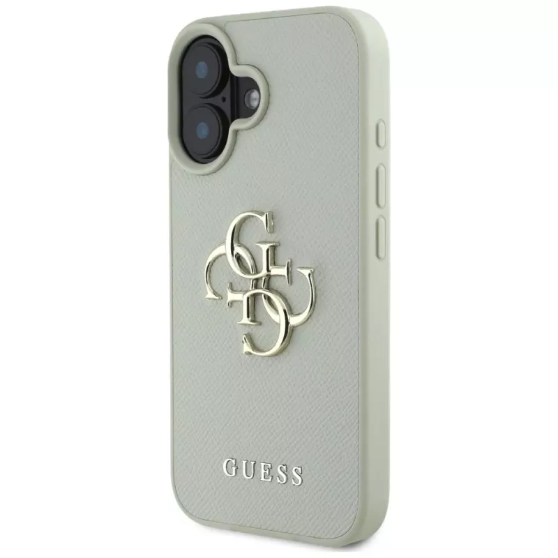 Guess Grained Big 4G Logo Small Classic Cover posteriore per iPhone 16 - verde