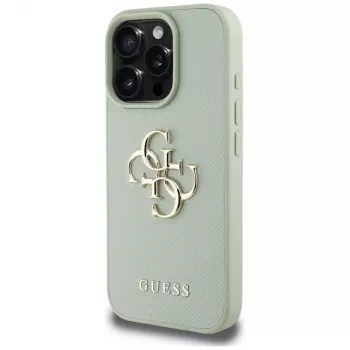 Guess Grained Big 4G Logo Small Classic Logo Cover posteriore per Apple iPhone 16 Pro Max - verde