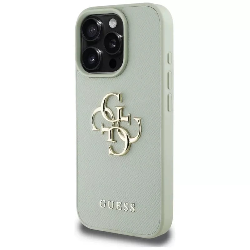 Guess Grained Big 4G Logo Small Classic Logo Cover posteriore per Apple iPhone 16 Pro Max - verde