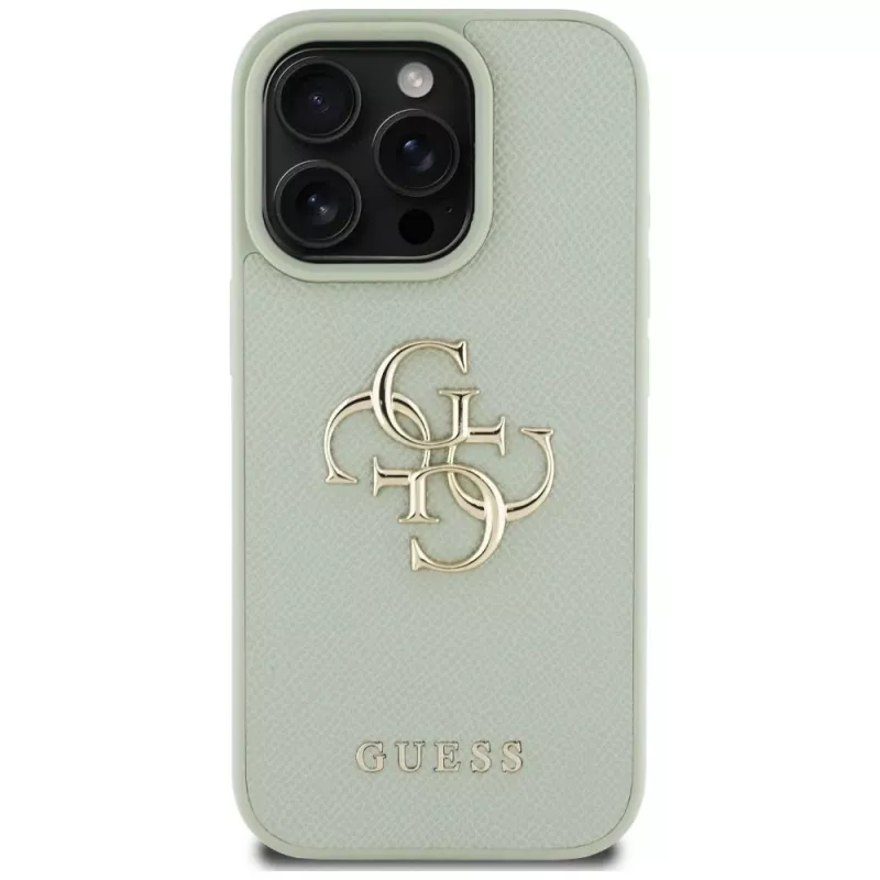 Guess Grained Big 4G Logo Small Classic Logo Cover posteriore per Apple iPhone 16 Pro Max - verde