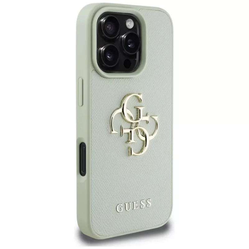 Guess Grained Big 4G Logo Small Classic Logo Cover posteriore per Apple iPhone 16 Pro Max - verde