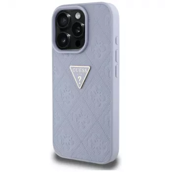 Guess Hot Stamp 4G Pattern Triangle Metal Logo Custodia per iPhone 16 Pro Max (lilla)