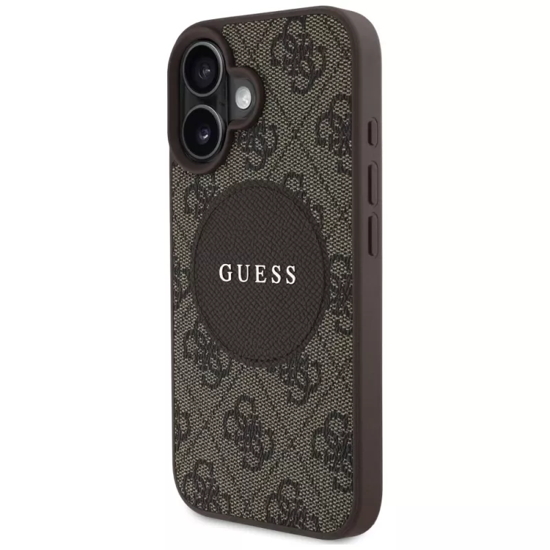 Guess 4G Circle Classic Logo Custodia MagSafe per iPhone 16, marrone